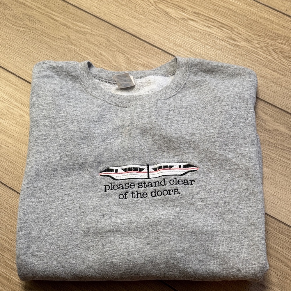 Vintage Disney Monorail Please Stand Clear of the Doors Embroidered Sweatshirt